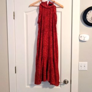 Who What Wear, red & black cheetah print dress with razorback neckline, medium